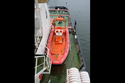 A 7.2m fast rescue boat can be launched on either side of the vessel using the PLH unit.